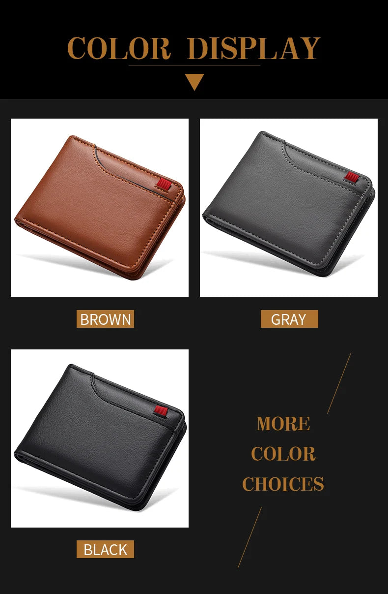 Men's Short Wallet Multi-Card Slot Card Holder PU Leather Luxury Wallet for Men