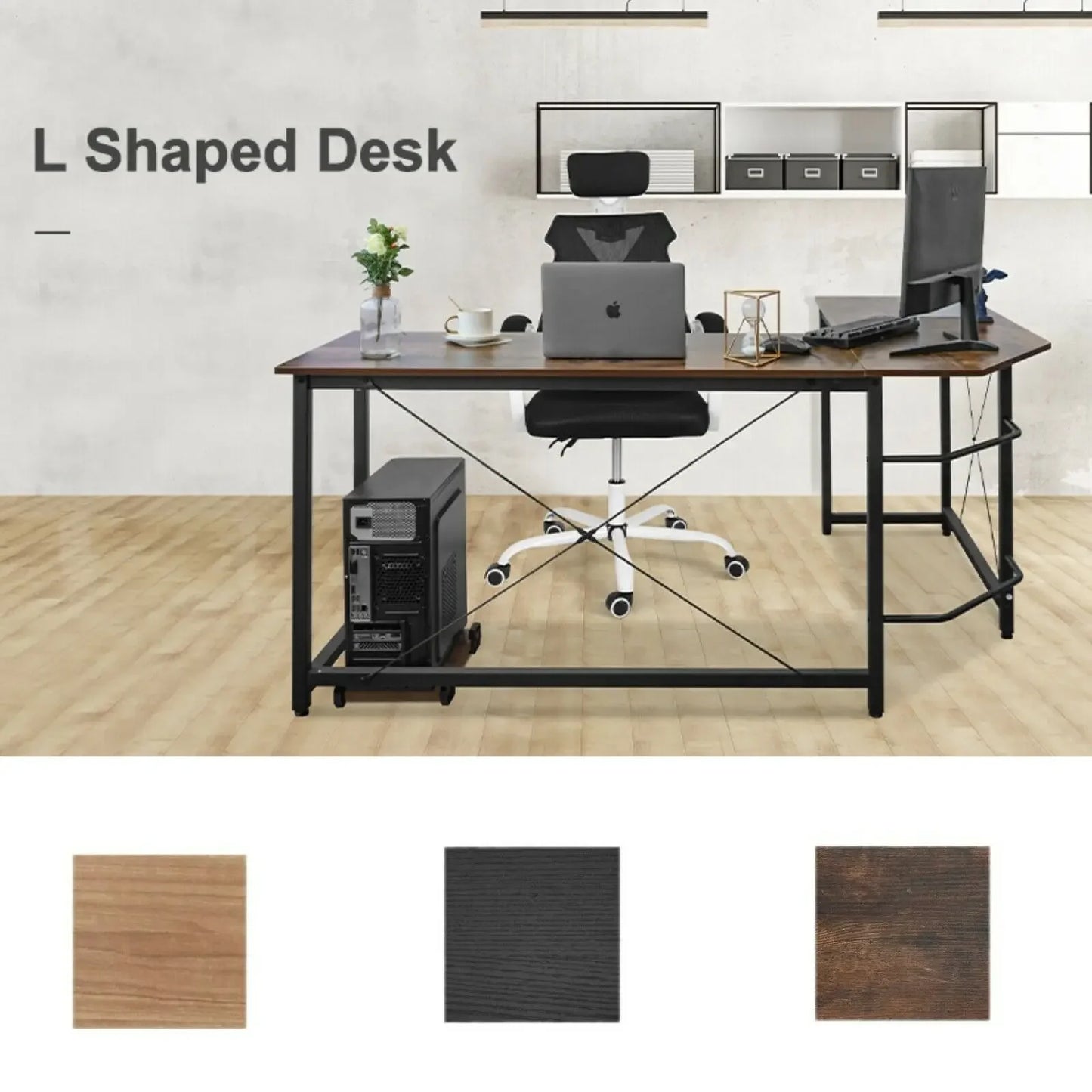 Homfa 66.5"(170cm) L Shape Desk Computer Gaming Laptop Desk Home Office Corner Workstation Table Study Desk 170x120x75cm