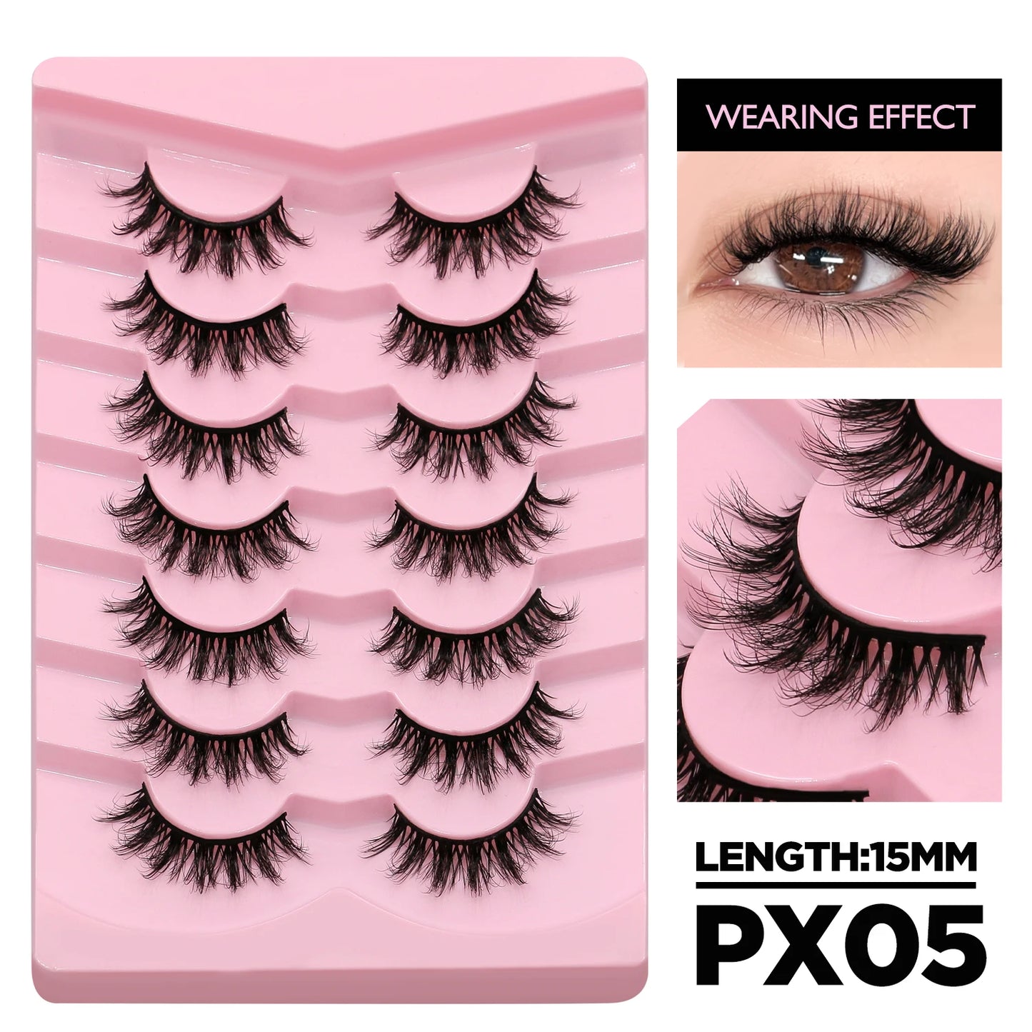 GROINNEYA Cat Eyelashes Fluffy 3D Mink Eyelashes Natural Look False Lashes for Daily Party Wedding Lightweigh Reusable Makeup