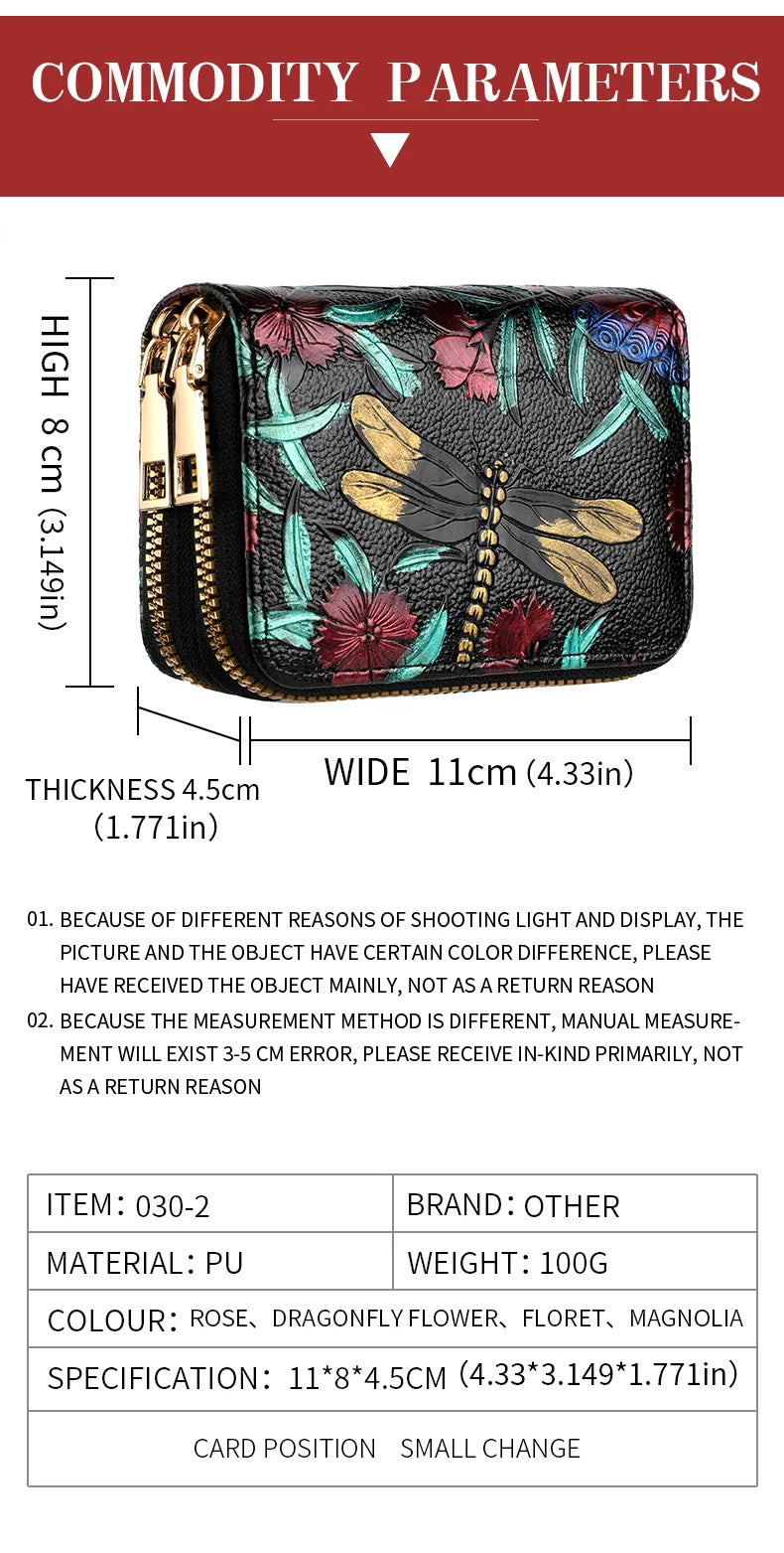 Women's Credit Card Wallet Large Capacity Multi-Card Slot Coin Wallet Double Zipper Credit Card Holder For Women