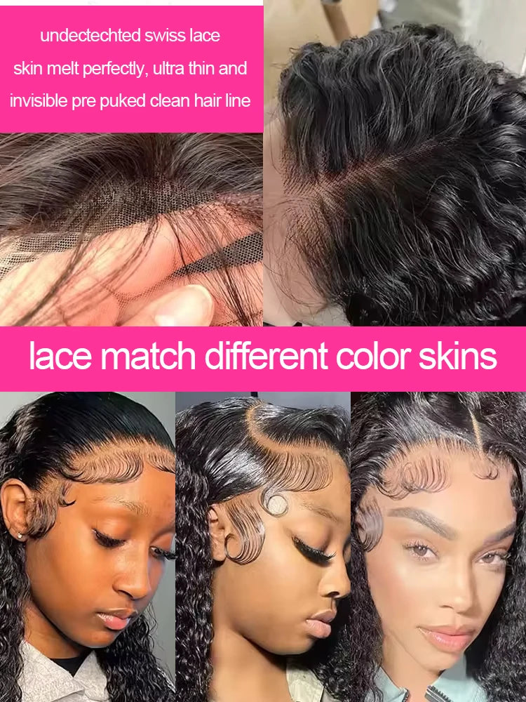 13x6 HD Full Water Wave Curly Lace Frontal Wig 250% Density Brazilian 13x4 Loose Deep Wave Human Hair Wigs For Women 40 42 Inch