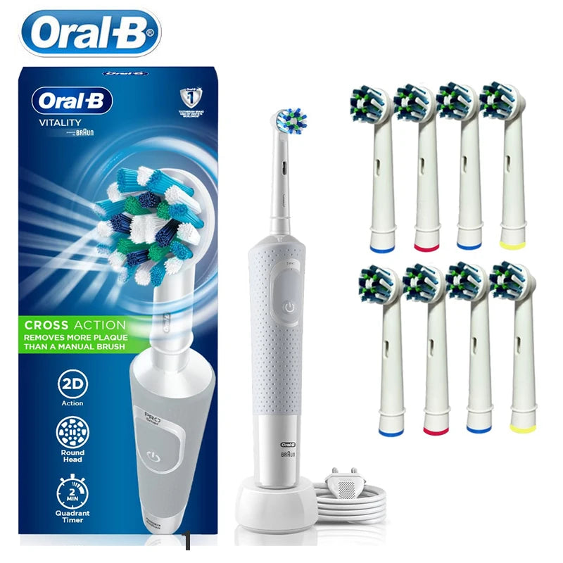 Oral B Vitality 100 Electric Rechargeable Toothbrush Cross Action Clean for Adults Timer Waterproof Tooth Brush