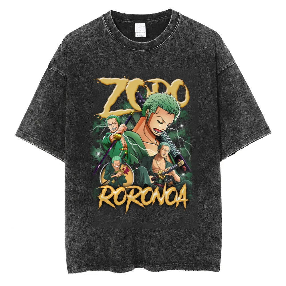 Men Streetwear Tshirt Hip Hop Oversized One Piece Graphic Print Retro T-Shirt Harajuku Summer Short Sleeve T Shirt Cotton Tops