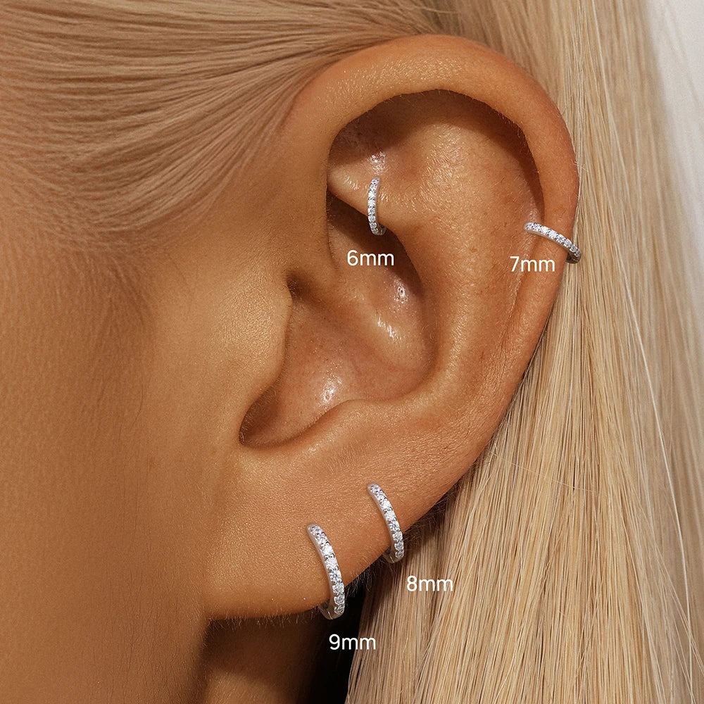 CANNER 1PC Moissanite Horse Eye Puncture Ear Stud For Women 925 Sterling Silver INS 2/3/4mm Round Circle Earring Wedding Gift
