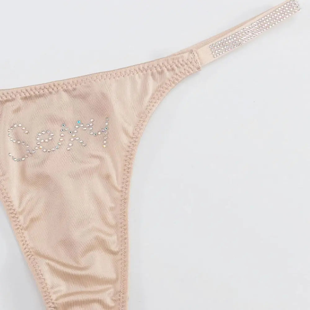Low-waist Seamless Panties Breathable Thin Belt Solid Color Rhinestone Briefs Underwear Sports Panties Women Thong Girl