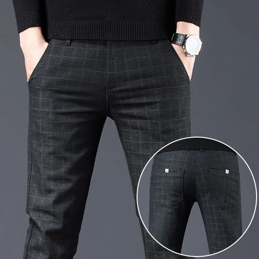 Fashion Men Smart Casual Tailored Trousers Male Slight Strech Loose Straight Dress Pants Versatile Slim Fit Thin Black Trousers
