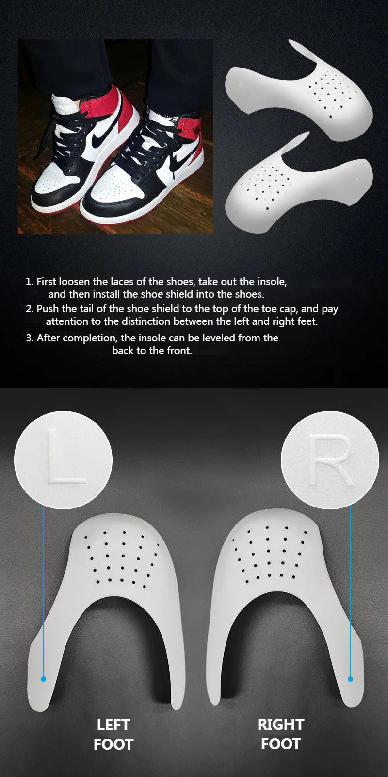 4Pcs Crease Protector Shoe Head Stretcher Sneaker Anti Crease Wrinkled Fold Shoe Support Toe Cap Sport Crease Protector Dropship