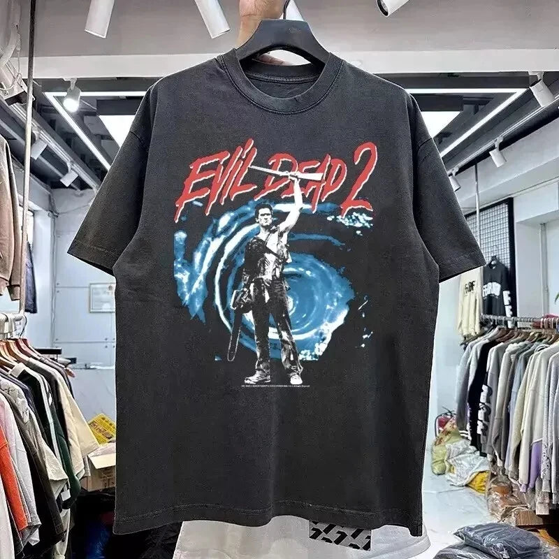 1990s Rare E Moisture Death 2 Basic Black T-Shirt Remake Classic Style Men's and Women's Summer New