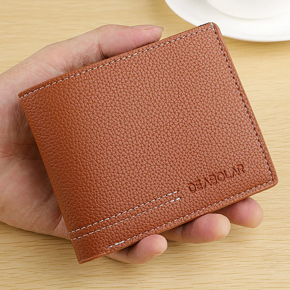 Men New Minimalist Wallet Ultra-thin PU Leather Multi-slot Newly Designed Wallet