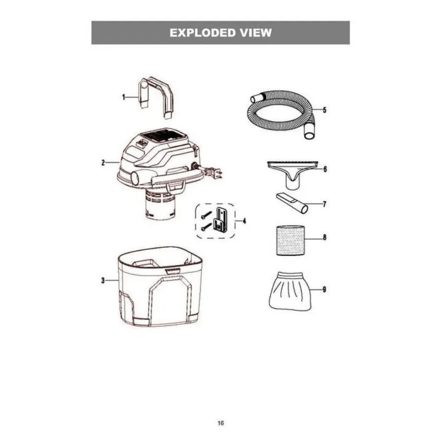 1.5 Gallon 2 Peak HP Poly Wet Dry Vacuum VH105 3502 New