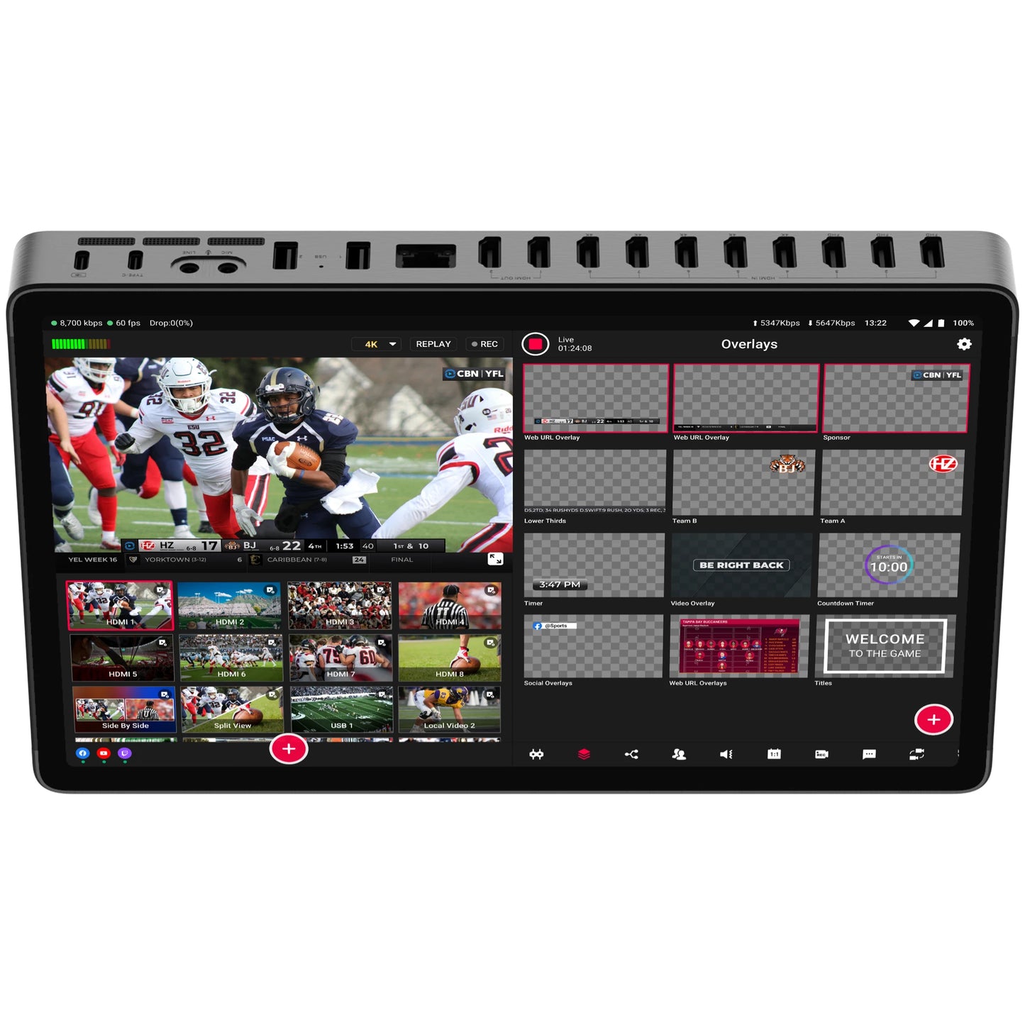 YoloLiv YoloBox Extreme, All-in-one 4K Live Video Streaming Equipment with 8 HDMI Inputs, Switcher Monitor Encoder Recorder