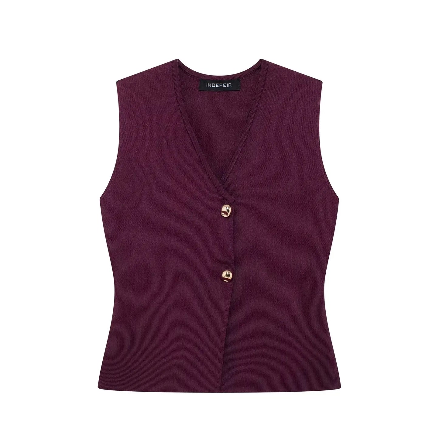 TRAFZA 2025 Women Skirt Set Wine Red Knitted V-Neck Sleeveless Slim Vest +Solid High Waist Zipper Patchwork Long Skirt Street