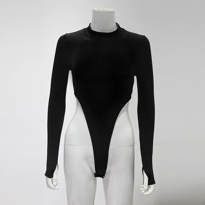 Women Jumpsuits Fashion Bodysuit Elegant Long Sleeve Slim Fit Casual Body Top Ladies Long Sleeve Leotard Stretch Autumn Romper