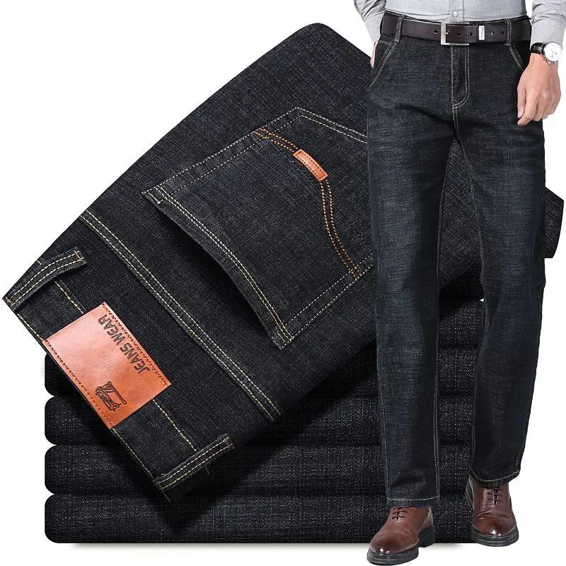 Fashion Men Jeans Stretch Straight Leg Casual Slim Fit Denim Pants Male Brand Luxury Design Business Classic Trousers Large Size