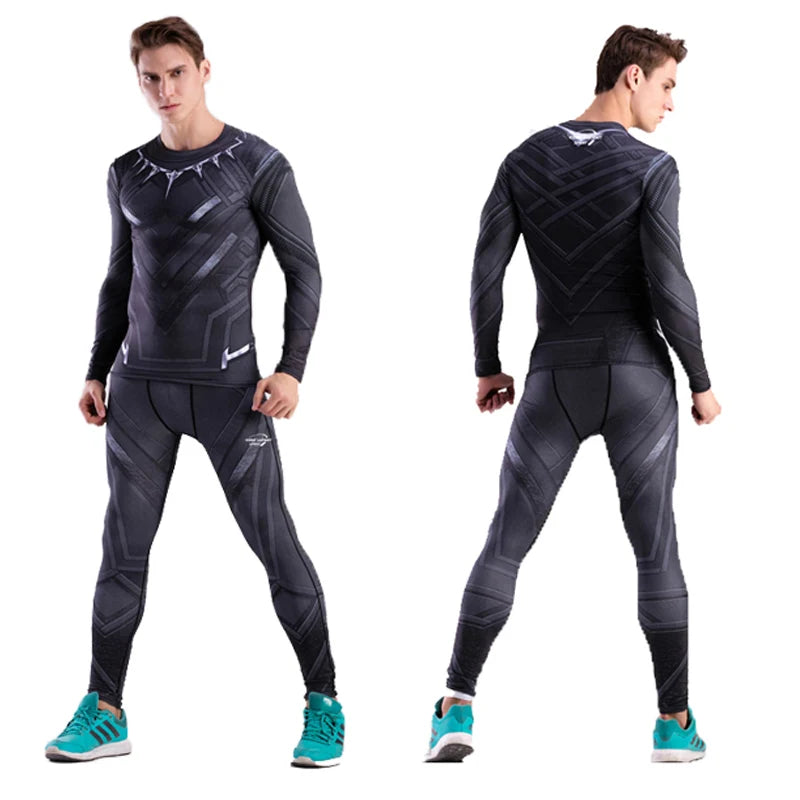 Rashguard Super T-Shirt Men's Long Sleeve Compression Tight Fitness Gym Sports Digital Printing Running Tracksuit Hero Jerseys