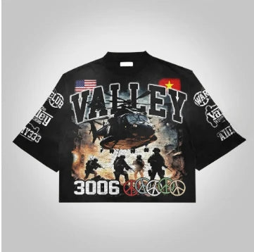 American Graphic 100% Cotton T-shirt Cut T-shirt Printed Graphic Men and Women Y2K Oversized T-shirt Street Wear
