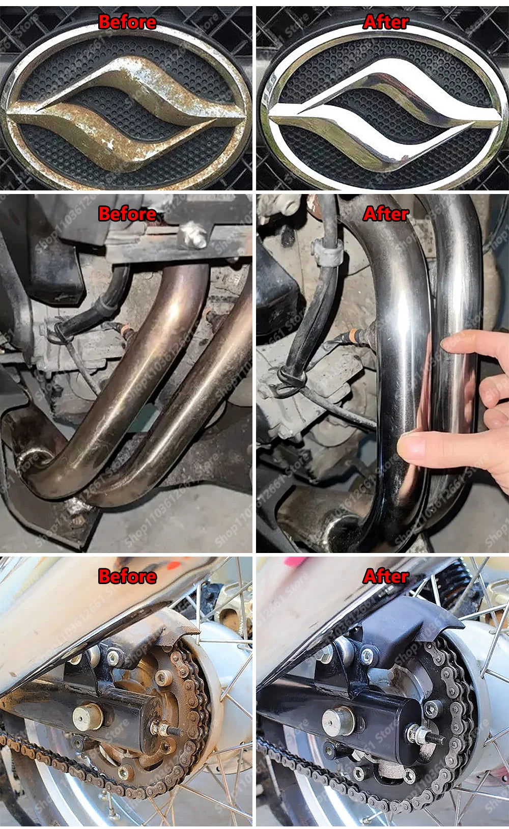 Rust Removal of Car Motorcycles Truck Automobile Exhaust Pipe Wheel Brake Discs Remove Rust Multifunction Cleaning Renovation