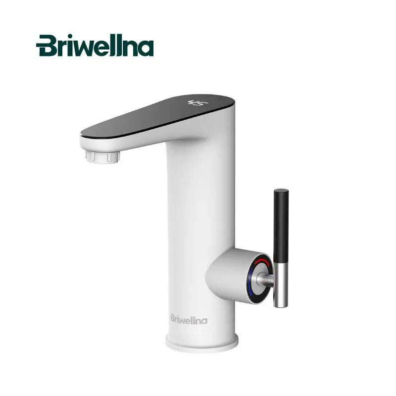 Briwellna Tankless Water Heating Faucet 220V Electric Kitchen Faucet 2 in 1 Digital Display Hot Water Heater Flowing Faucet