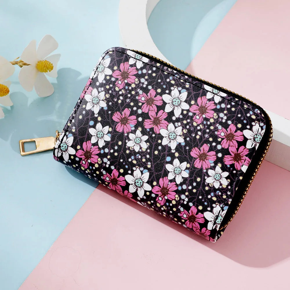 Multi Card Slot Holder Exquisite Small Girl Fashion Zipper Coin Identity Credit Card Holder PU Leather Women's Coin Purse