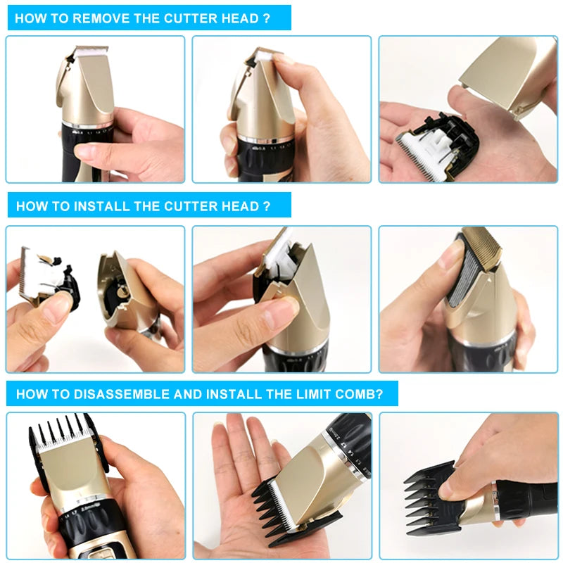 Electric Hair Clipper Men's Professional Hair Clipper Ceramic Blade Household Low Noise Trimmer USB Charging Men's Haircut Tools