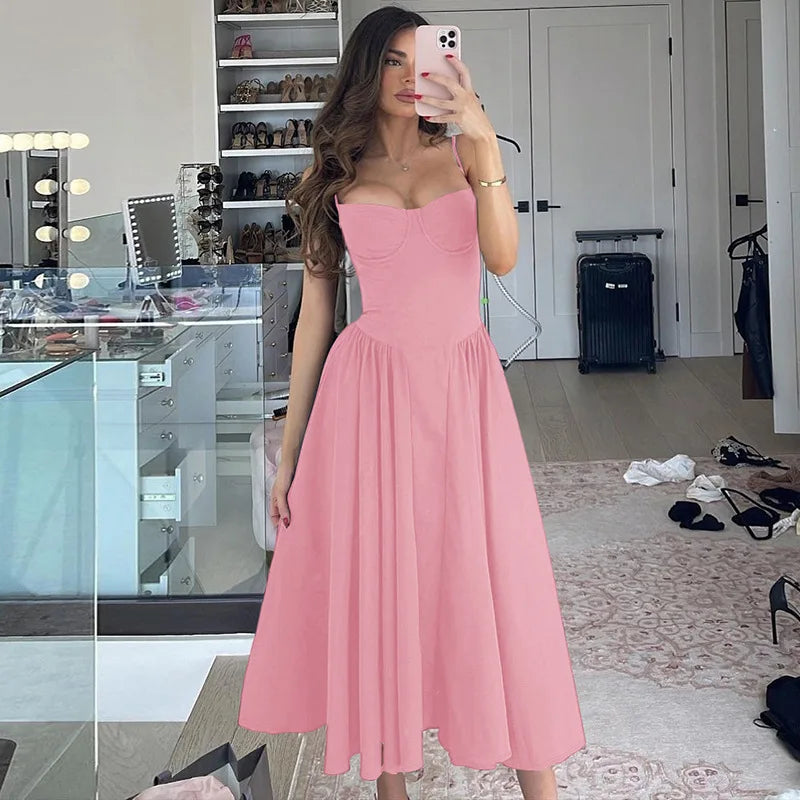 Ladies Elegant Evening Party Fashion Dress Women Sleeveless Backless Bodycon Maxi Dresses Night Club Streetwear Female Outfits