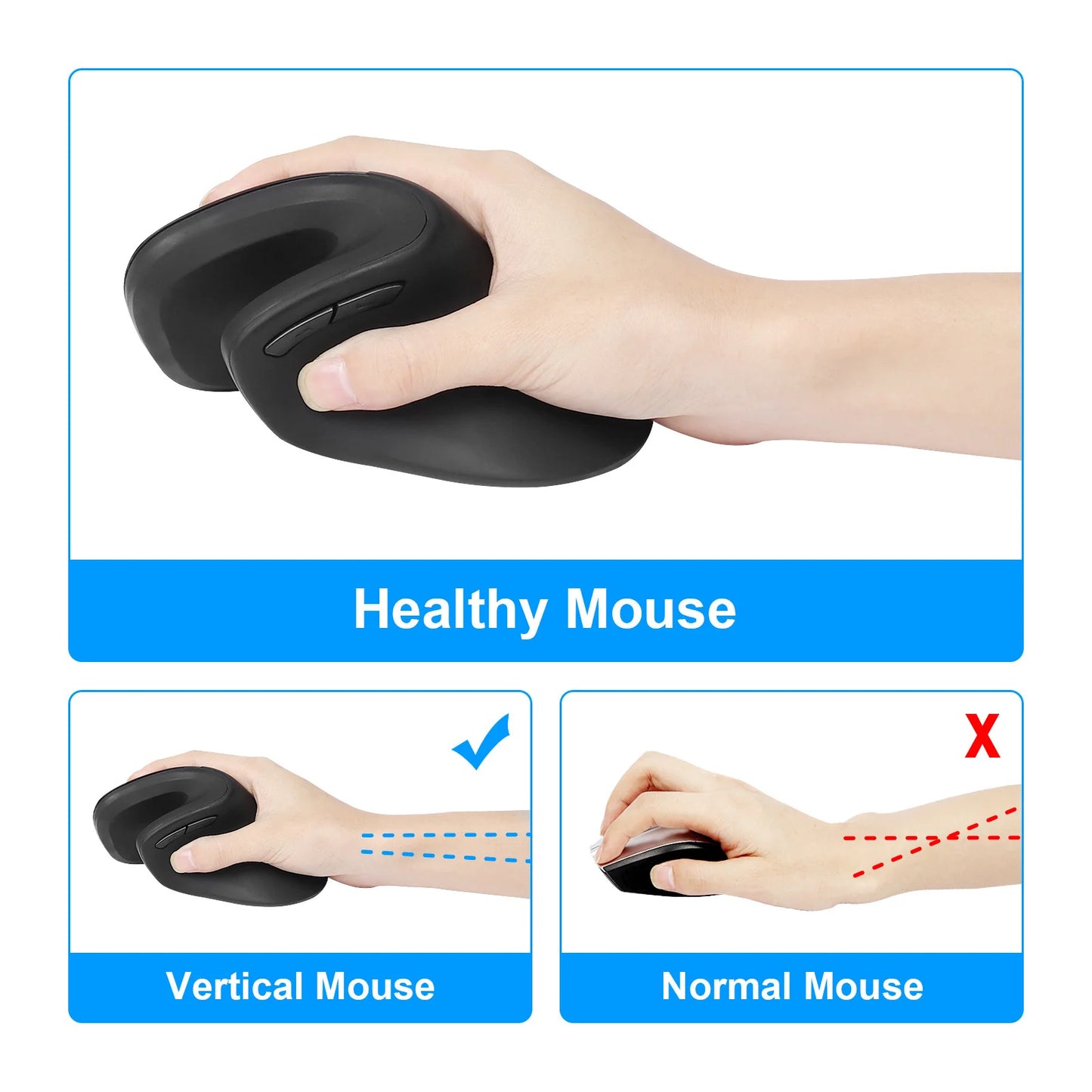 Ergonomic Vertical Mouse 2.4GHz Wireless Rechargeable Gaming Mause Mice USB Optical Wired Mouse For Laptop PC Computer Office