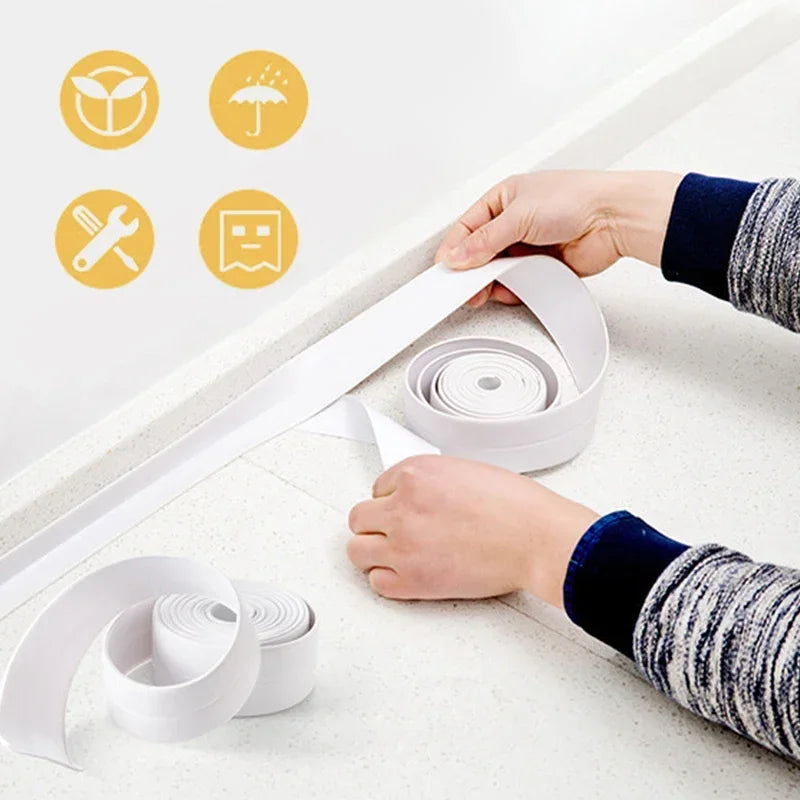 2.2x3.2mPVC Sealing Strip Tape For Bathroom Bath Toilet Kitchen Caulk Tape Self Adhesive Waterproof Wall Sticker Mold Proof Tape