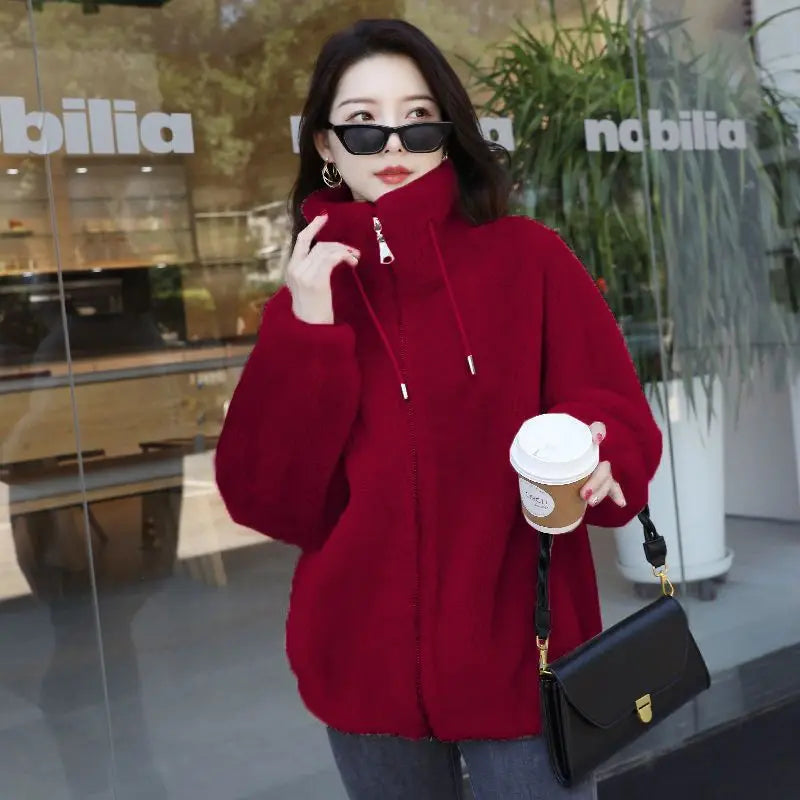 Women Winter Double Coral Fleece Warm Coat