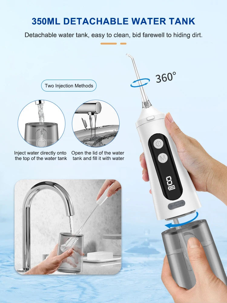 Electric Oral Irrigator Dental Water Flosser for Teeth Rechargeable 9 Modes Portable Dental Water Jet Floss Teeth Cleaner 4 Tip