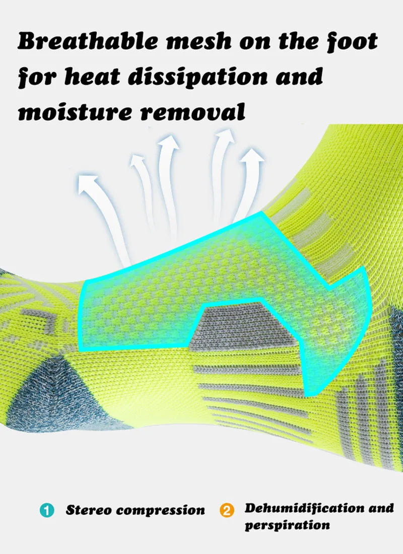 2023 Professional Marathon Running Sock Men Women Sports Fitness Thickened Cushioned Short Tube Low Cut Boat Ankle Socks