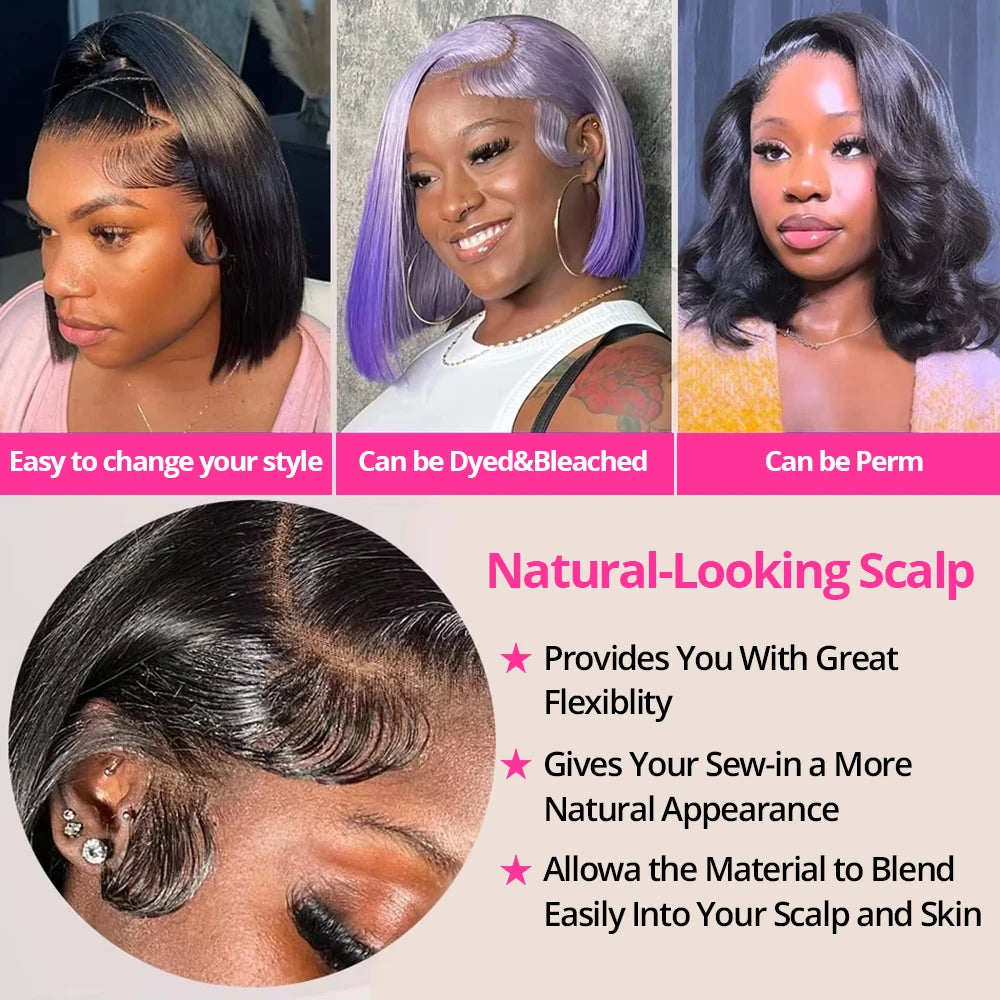 Bone Straight 13x4 HD Lace Frontal Human Hair Wig Short Bob Wig Human Hair HD 13x6 Short Blunt Cut Wig On Sale Cheap Natural Wig
