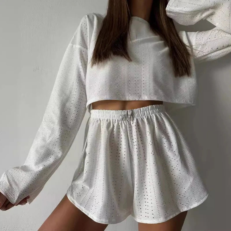Women Fashion Slim Pajamas Set Two-Piece Suits Sleepwear Loungewear Solid Pajama Ladies Pijama Homewear Soft Leisure Nightwear