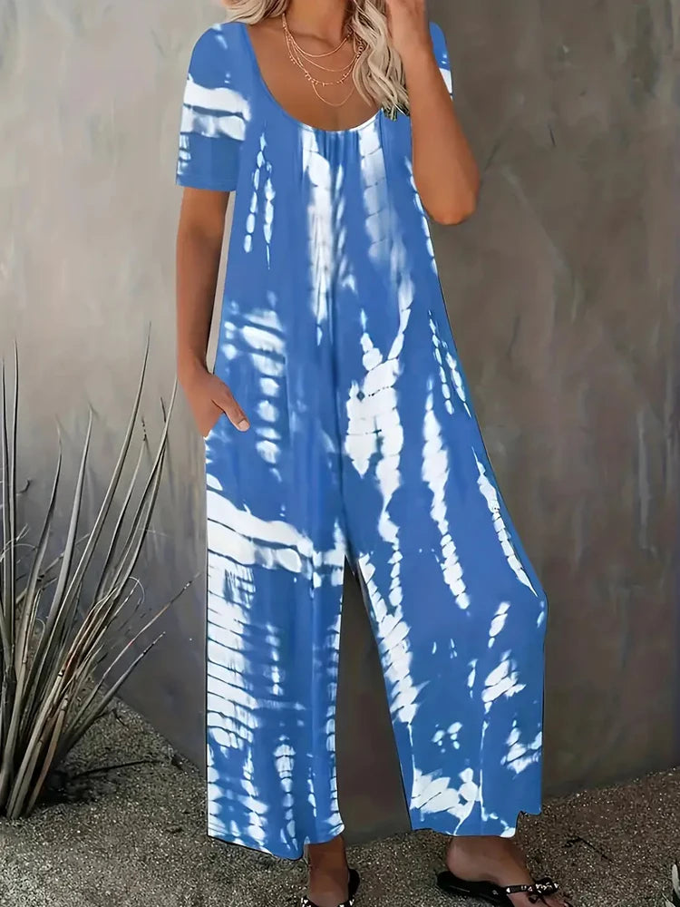 Plus Size 0XL-5XL Summer Rompers Overalls Women's Solid Color Jumpsuit with Pockets Casual Fashion Short Sleeve Jumpsuits