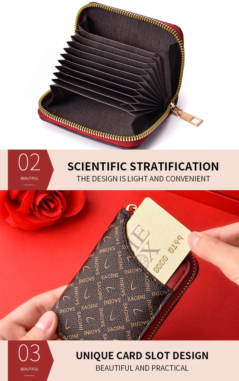 New Women's Small Wallet Premium Sense Personality Lady Credit Card Holder Fashion Multi-Slot Zipper Credit Card Wallet  Women's