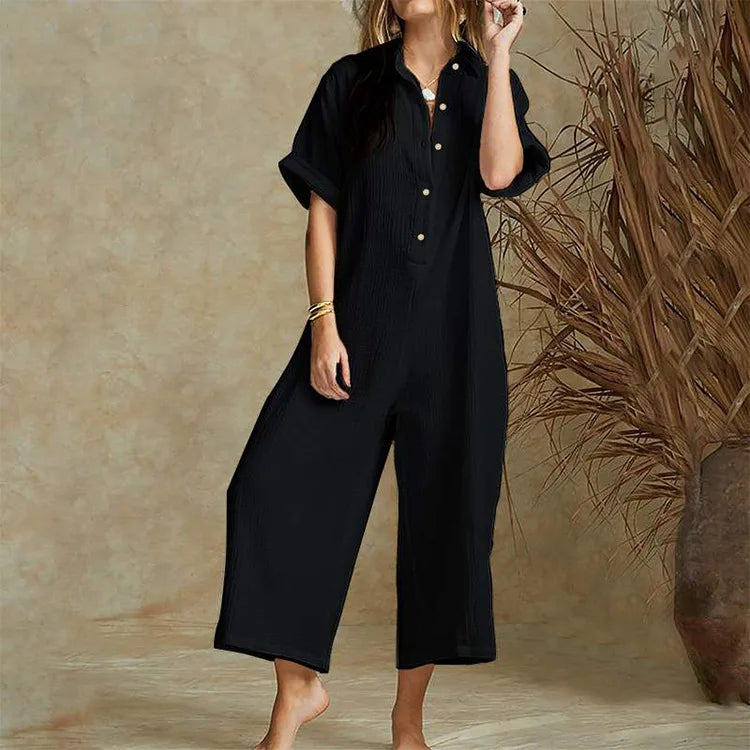 Elegant Autumn Casual Workwear Jumpsuit Cotton And Linen Women's Trousers Spring Autumn Office Lady Loose Jumpsuits Female