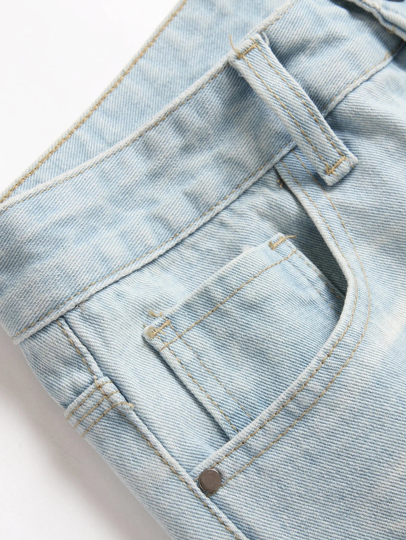 Men's Vintage Light Blue Jeans Straight Loose Fit Distressed Cat Whisker Denim Pants Casual Streetwear High Quality Stretch 28-4