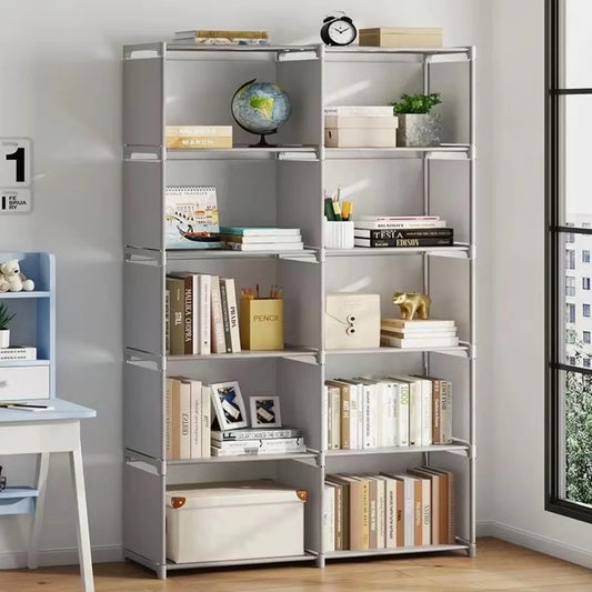 Simple Bookshelf Multi Layer Easy Assembly Diy Wardrobe Bookshelf  Plastic Square Storage Rack Living Room Study Room Bedroom