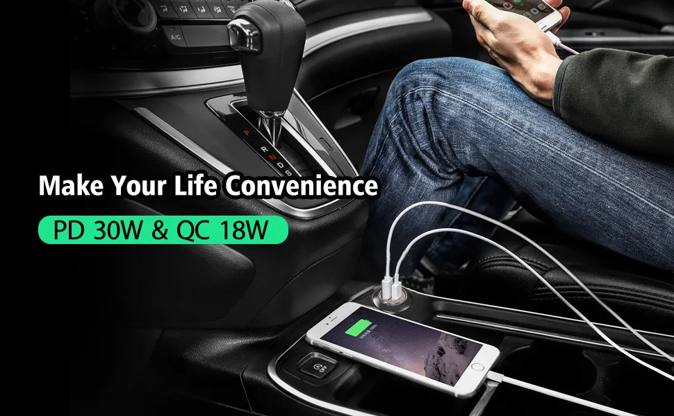 250W 5-in-1 PD QC3.0 Car Charger Fast Charging USB C for IPhone,Samsung Galaxy, IPad Pro, Multi-Port Cigarette Lighter Adapter