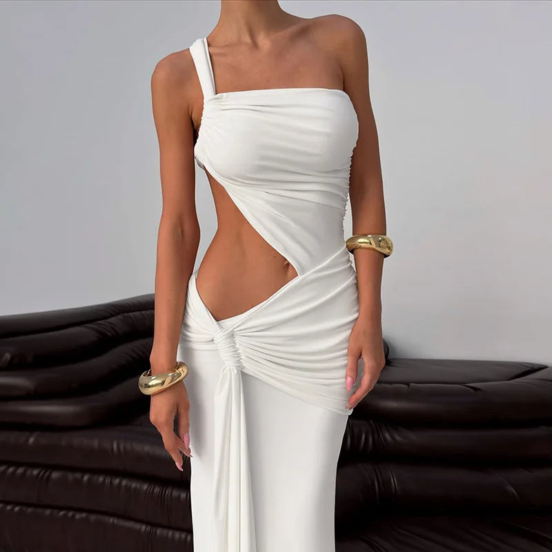 Ladies Summer Elegant Evening Party Dress For Women Sleeveless Backless Hollow Out Sexy Long Dresses Woman Birthday Clubwear