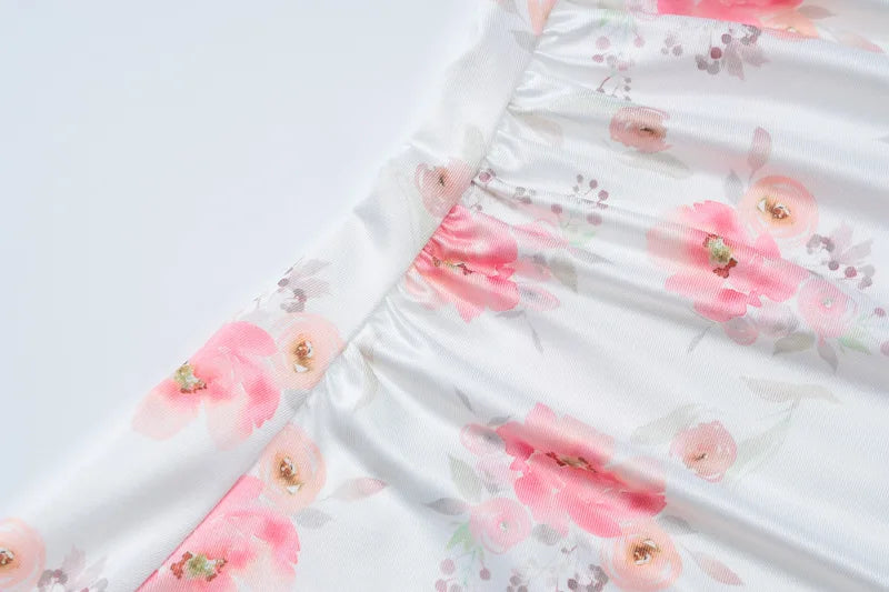 Ladies Summer Floral Print Fashion Beach Vacation Dress Women Sleeveless Backless Bodycon Mini Dresses Clubwear Woman Clothes