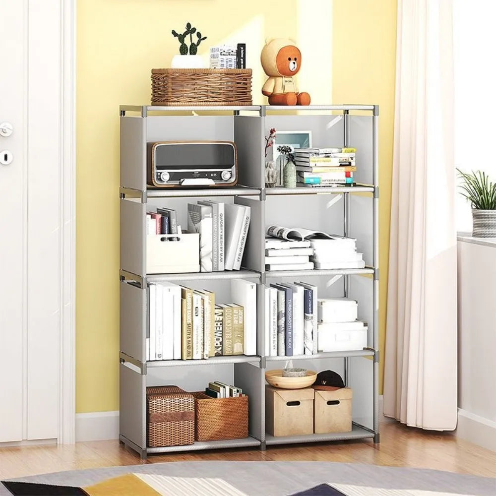 Simple Bookshelf Multi Layer Easy Assembly Diy Wardrobe Bookshelf  Plastic Square Storage Rack Living Room Study Room Bedroom