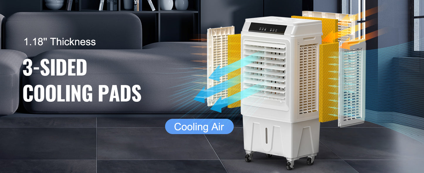 SucceBuy Evaporative Air Cooler Oscillating Swamp Cooler with Adjustable 3 Speeds and 12 H Timer Portable for Indoor Outdoor Use