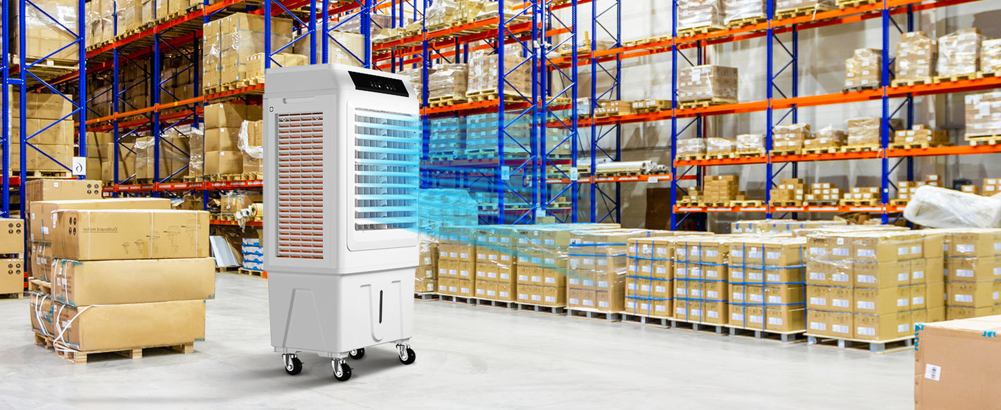 SucceBuy Evaporative Air Cooler Oscillating Swamp Cooler with Adjustable 3 Speeds and 12 H Timer Portable for Indoor Outdoor Use