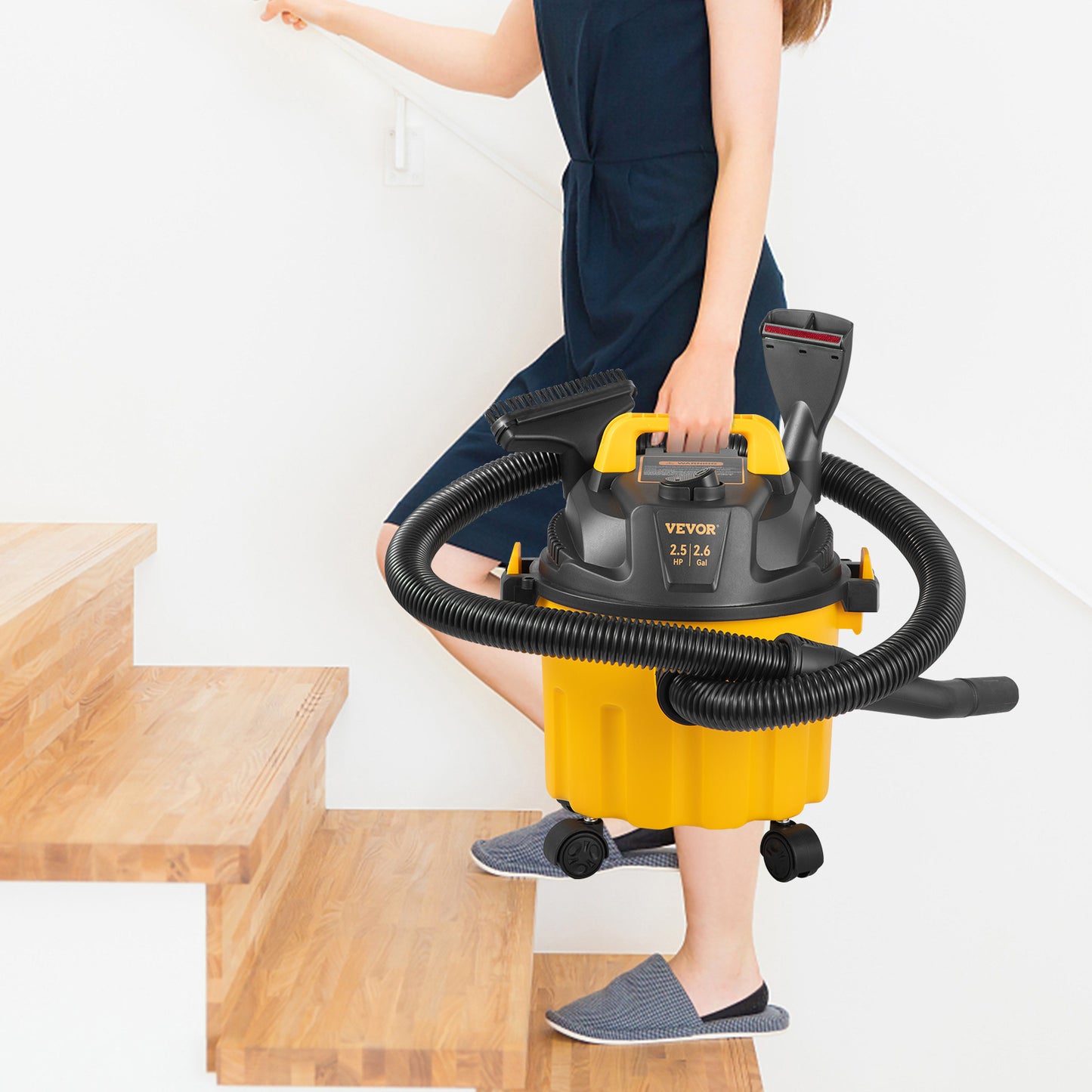 SucceBuy Wet Dry Vac 2.6 Gallon 2.5 Peak HP 3 in 1 Portable Shop Vacuum with Blowing Function  Attachment Storage for Floor