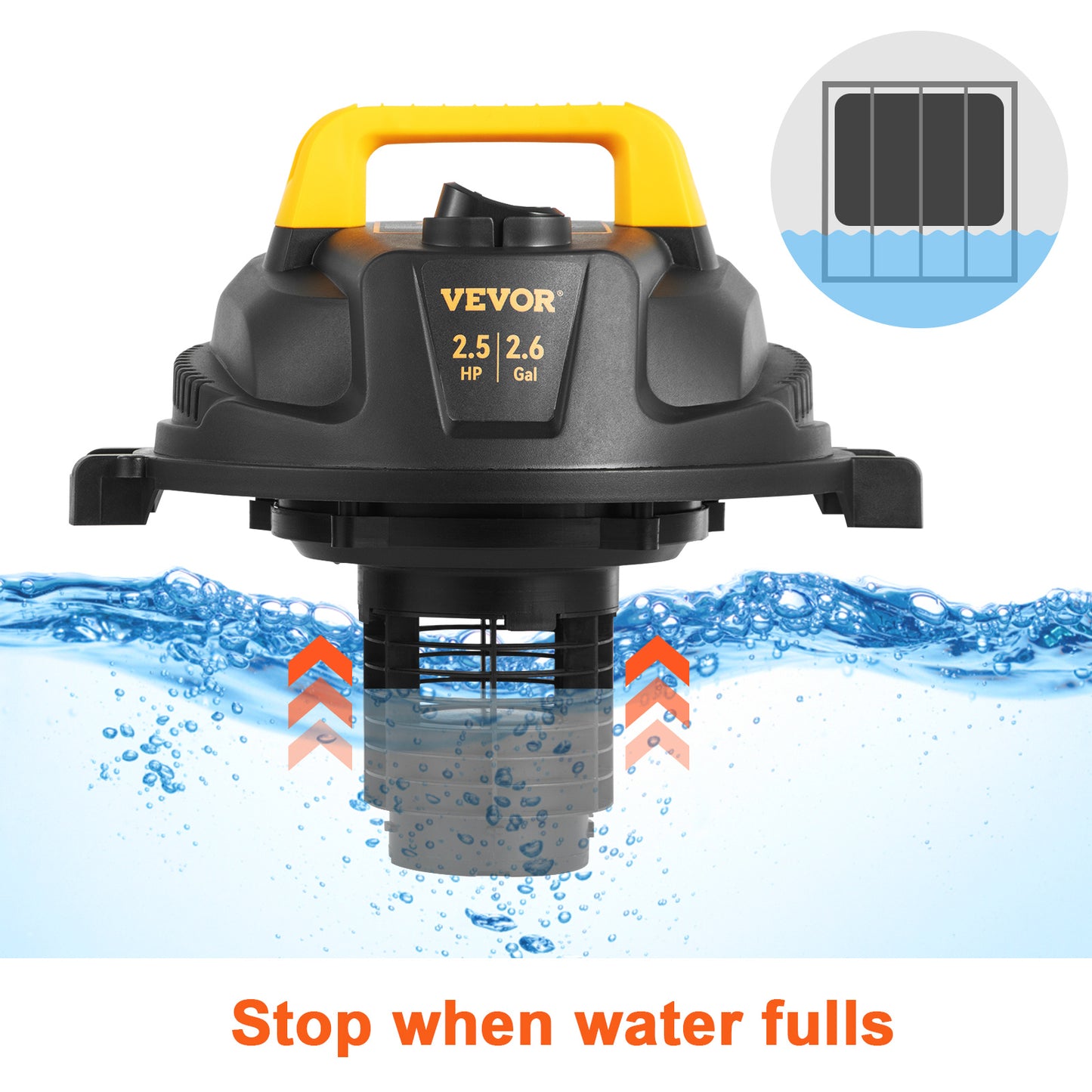 SucceBuy Wet Dry Vac 2.6 Gallon 2.5 Peak HP 3 in 1 Portable Shop Vacuum with Blowing Function  Attachment Storage for Floor